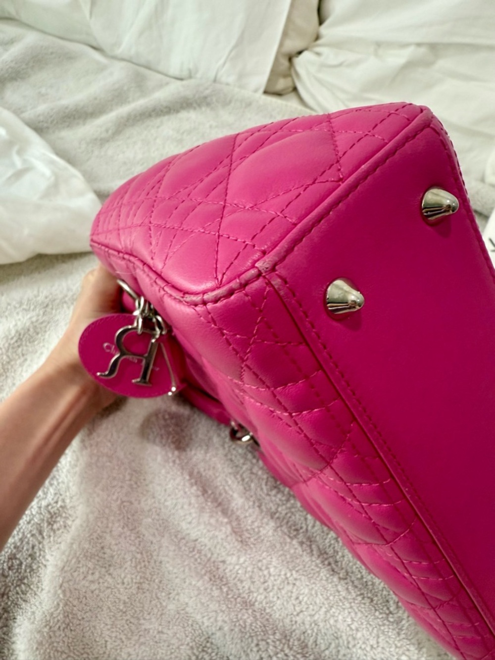 Lady Dior Cannage Bag – Hot Pink Lambskin, Silver Hardware - Picture 10 of 15